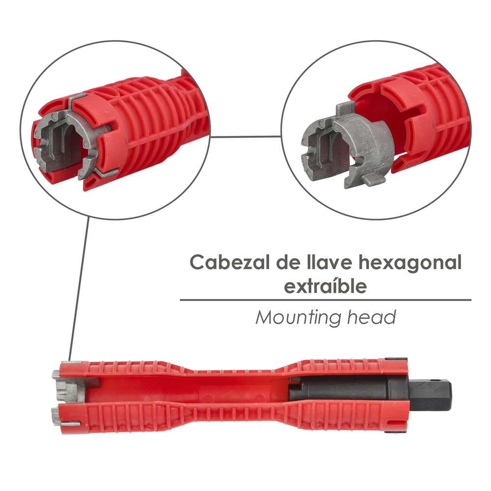 Llave Multifuncion Para Instalación de grifos. despiece